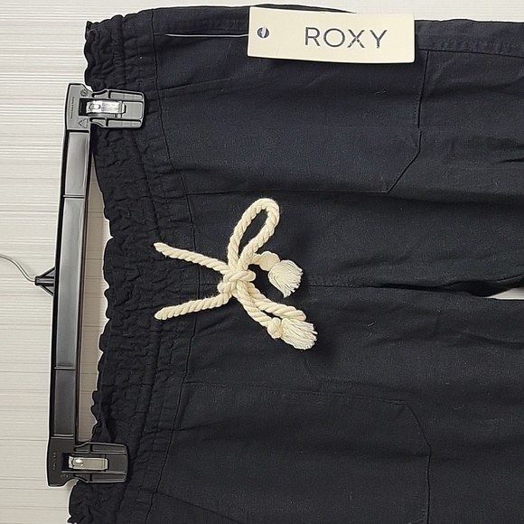 Roxy Women's Black Linen Blend Pants, Sz Small. New With Tags - Picture 3 of 8